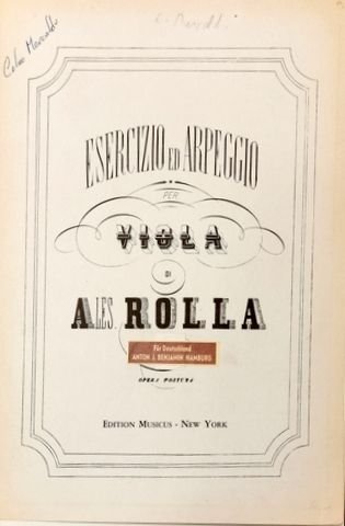 Rolla, Alessandro: - Esercizio ed arpeggio per viola. Opera postuma
