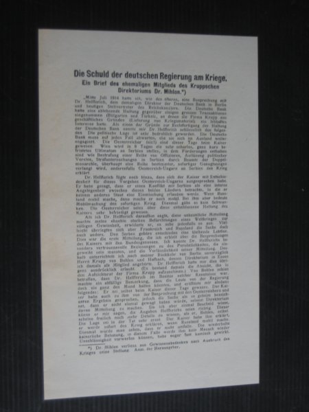  - Die Schuld der deutschen Regierung am Kriege