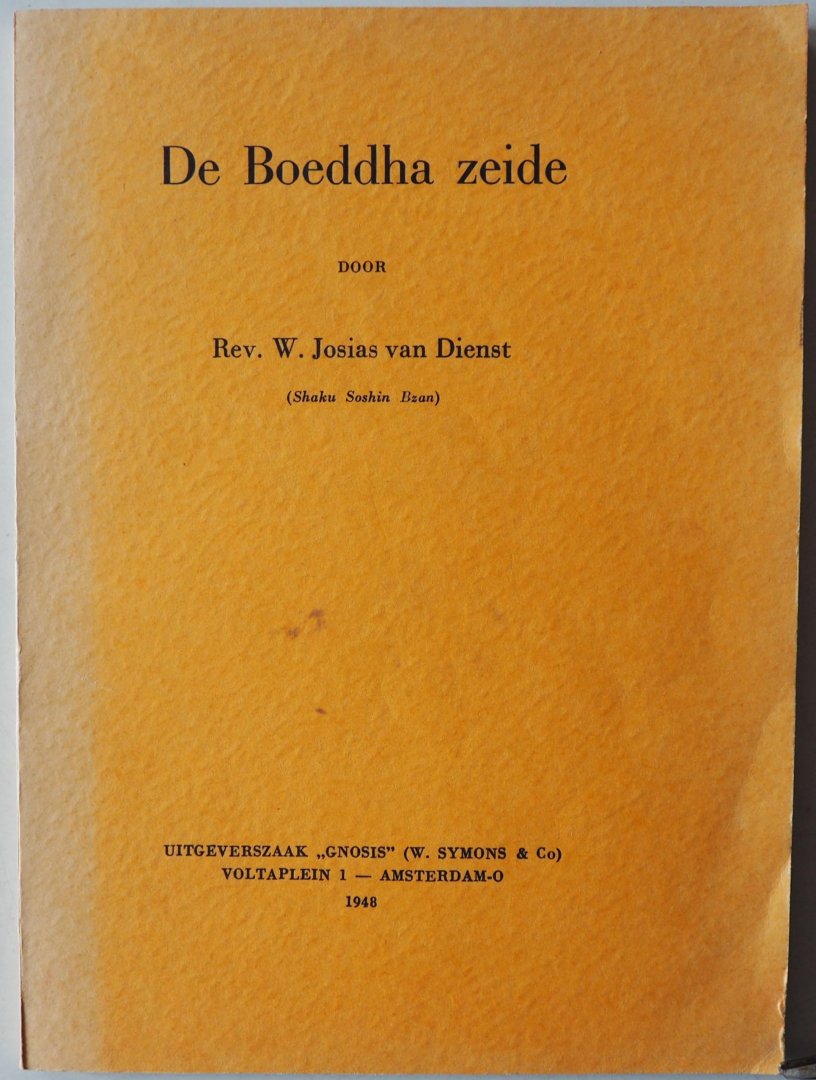 Dienst, W.Josias van - De Boeddha zeide