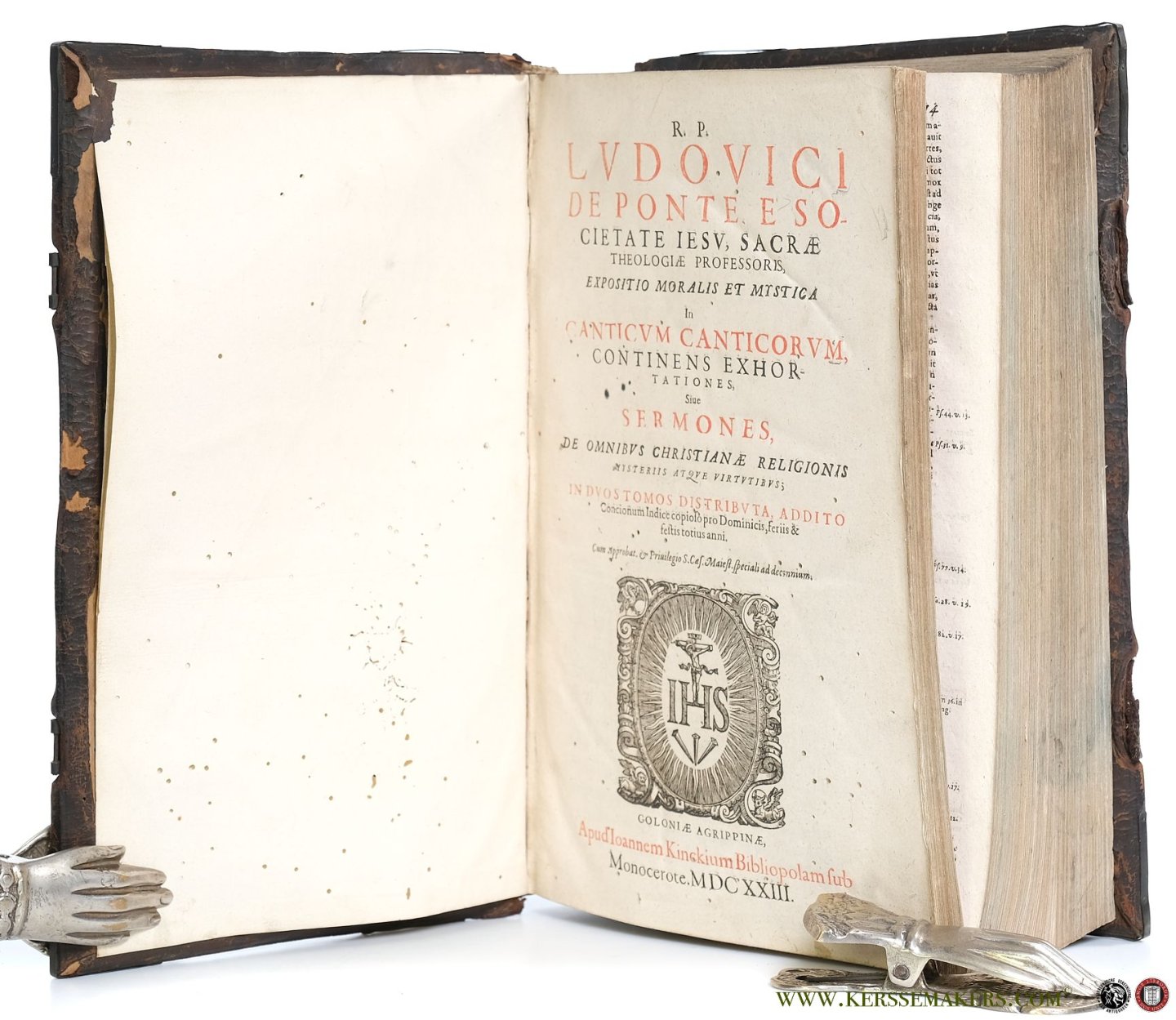 Ludovici De Ponte, R. P. [ Ludovicus de Ponte / Ludwig de Ponte ]: - Expositio moralis et mystica in Canticum canticorum continens exhortationes sive sermones de omnibus christianae religionis mysteriis atque virtutibus. [ 2 volumes in 1 binding, with index ] Added: Ludwig de Ponte. Der Geistige Sinn des Hoheni...
