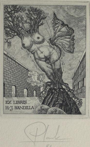 Plank, Heinz. - Exlibris voor H.-J. Bandilla.