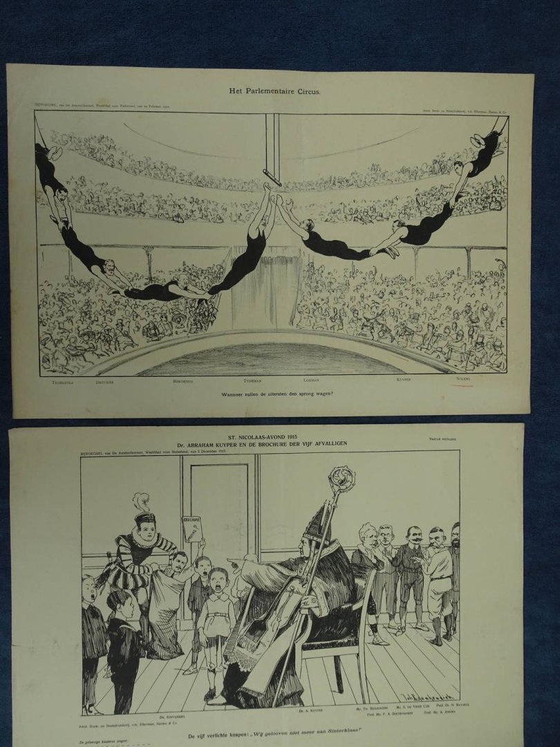 Braakensiek, Johan. - Politieke spotprenten Johan Braakensiek (1858-1940). Bijlage van "De Amsterdammer". 2x 1890, 1x 1891, 2x 1895, 1x 1897, 1x 1899, 2x 1901, 7x 1902, 12x 1903, 10x 1904, 3x 1905, 3x 1907, 3x 1908, 5x 1909, 2x 1910, 4x 1911, 4x 1912, 2x 1913, 10x ...