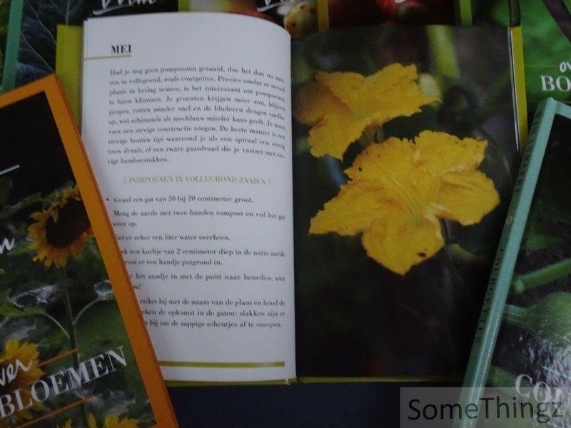 Wim Lybaert, Laurence Machiels. - Wim over sla, zomerkolen, aardappelen, tomaten, bonen, wortelen, zonnebloemen, courgettes en pompoenen. [9 delen in orig. schuifdoos.]