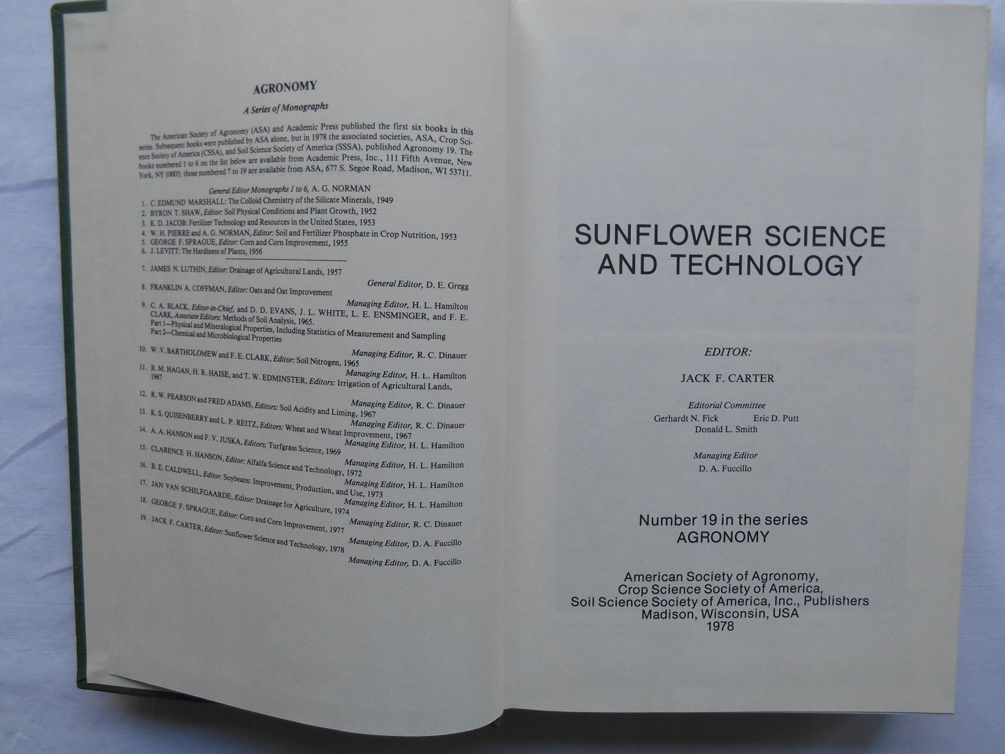 Carter, Jack F. - Sunflower science and technology