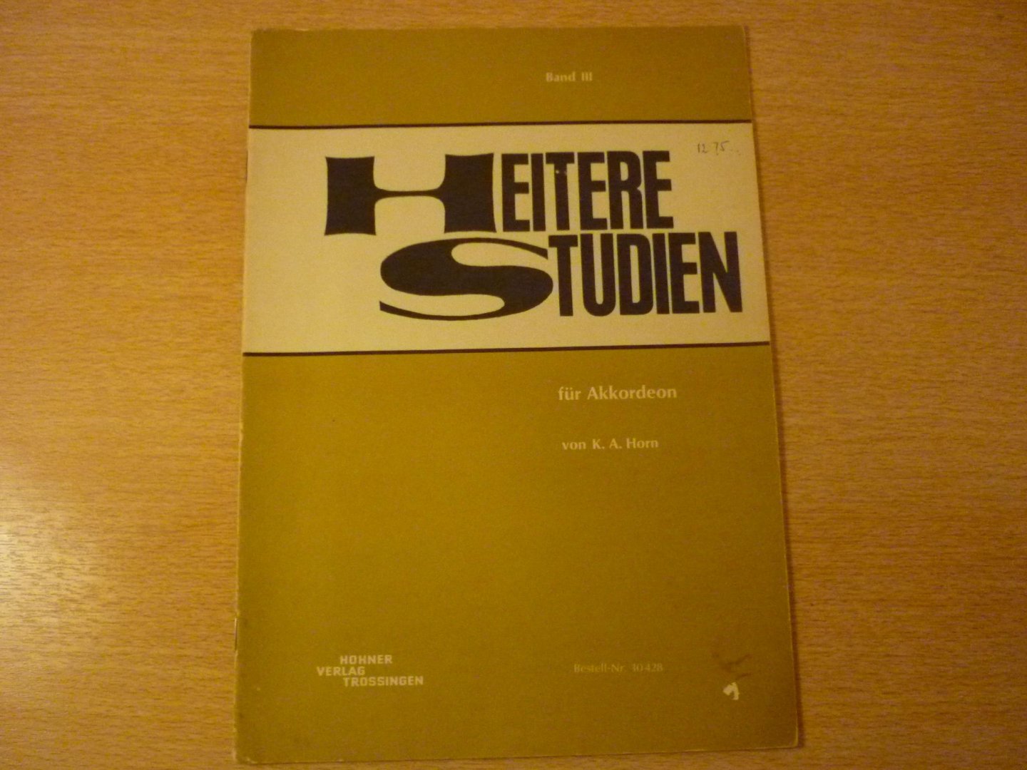 Horn; K.A. - Heitere Studien fur Akkordeon - Band III (7 melodische etuden)