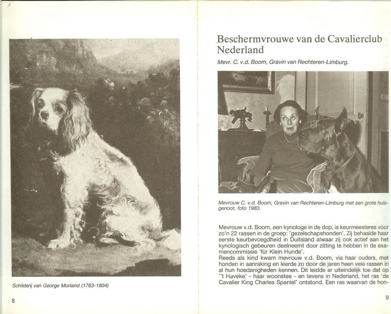 Bouwman, C.B .. Met beschermvrouw Mevr C.v.d. Boom Gravin van Rechteren - Limburg met zwart wit en kleuren foto's - De Cavalier King Charles Spaniel .. Onze hond handboek