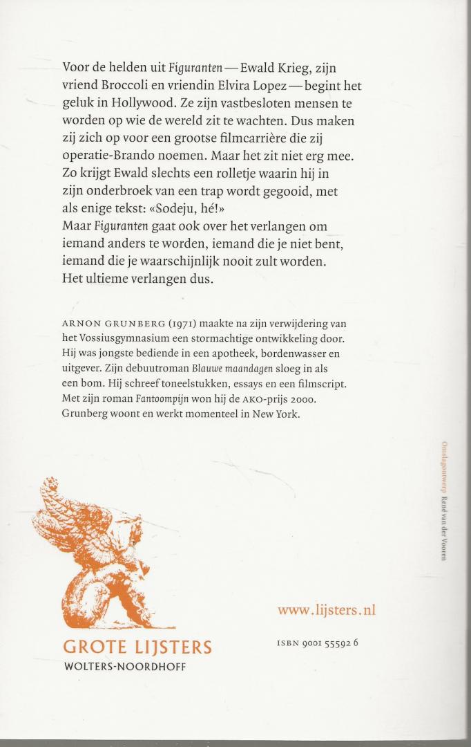 Arnon Grunberg (Amsterdam, 1971) is een gevierde en vaak bekroonde romanschrijver, - Figuranten
