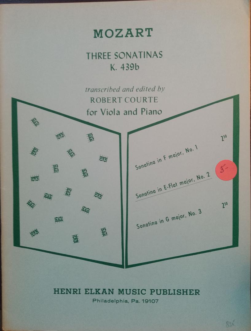 Mozart (Robert Courte) - Three Sonatinas K 439b for Viola and Piano