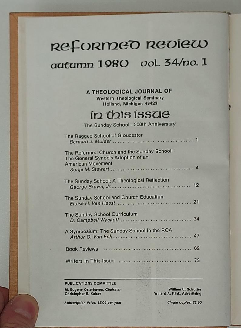 Osterhaven, M.E. - Reformed Review Volume 34 (1980/1981)