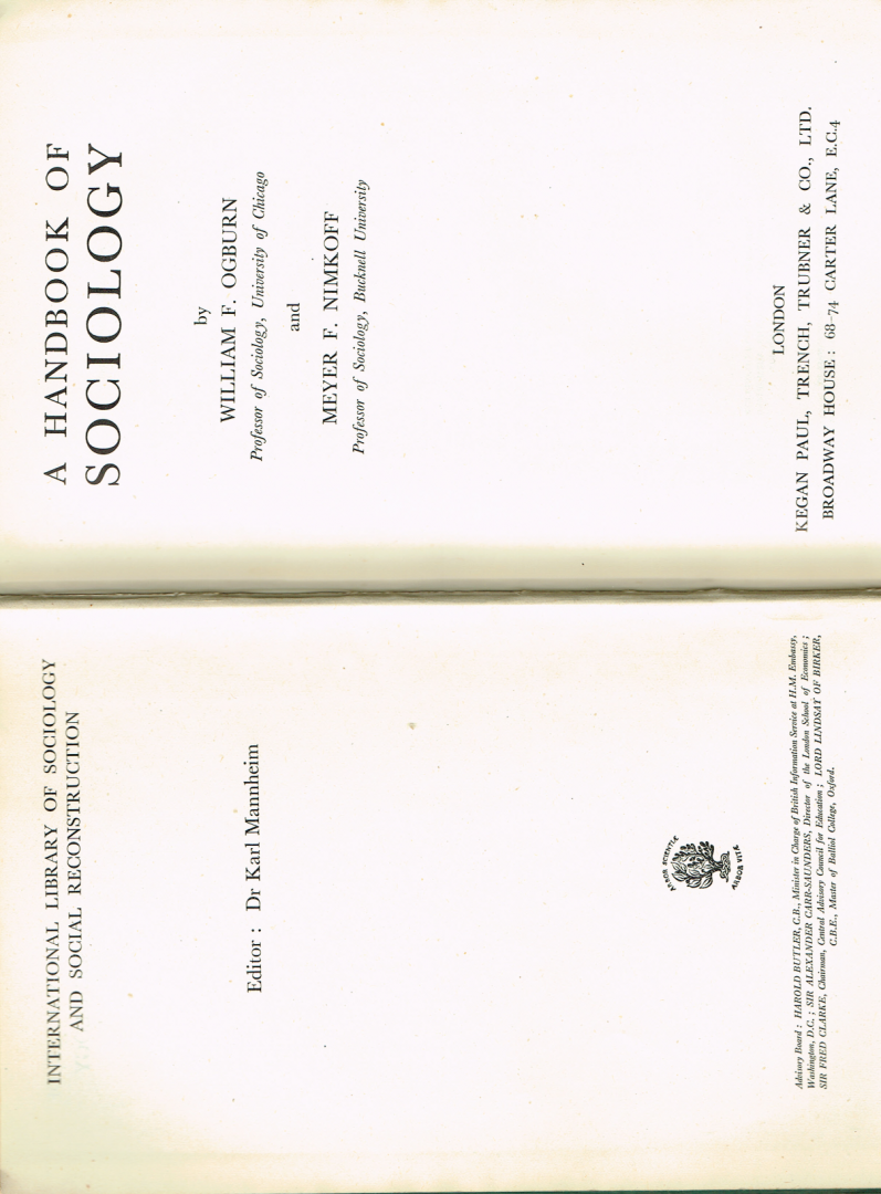 Ogburn, William, Nimkoff, Meyer F. - A handbook of sociology