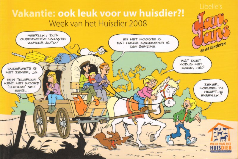 Kruis, Jan e.a. - Vakantie : ook leuk voor uw huisdier ?! voorlichtingsboekje in het kader van Week van het Huisdier 2008 met o.a. strips van Jan, Jans en de Kinderen, 48 pag. kleine softcover, goede staat