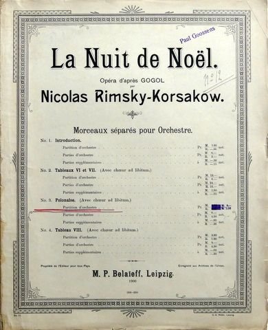 Rimsky-Korsakow, N.A.: - La nuit de noël. Opéra d`après Gogol. Morceaux séparés pour orchestre. No. 3. Polonaise (Avec choeur ad lib.)