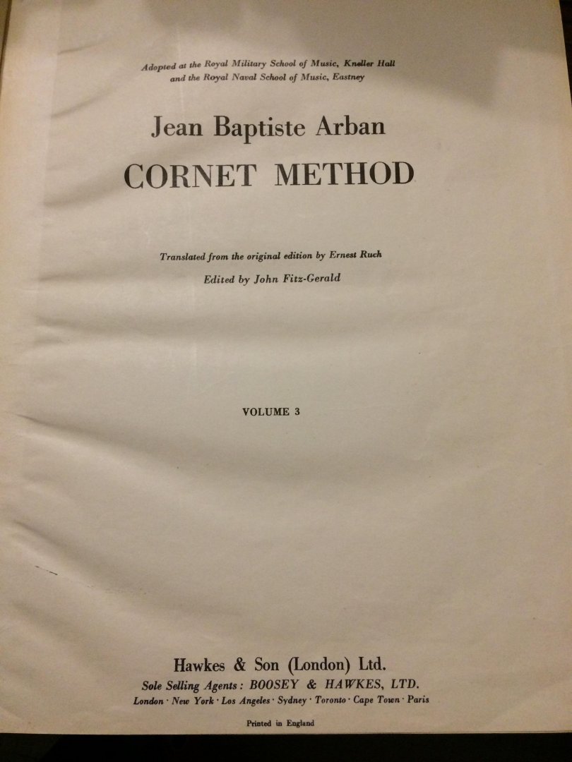 Jean Baptiste arban - Cornet method, 3 volumes