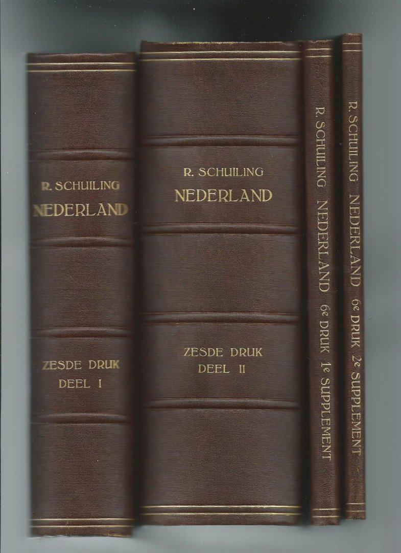 Schuiling, R - Nederland, Handboek der Aardrijkskunde. Deel 1 + deel 2 + supplement 1 + supplement 2