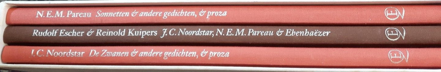 Noordstar, J.C., / Pareau, N.E.M., / Escher, Rudolf & Reinold Kuipers - De Zwanen & andere gedichten, & proza. Sonnetten & andere gedichten, & proza. J.C. Noordstar, N.E.M. Pareau & Ebenhaëzer. Een album.