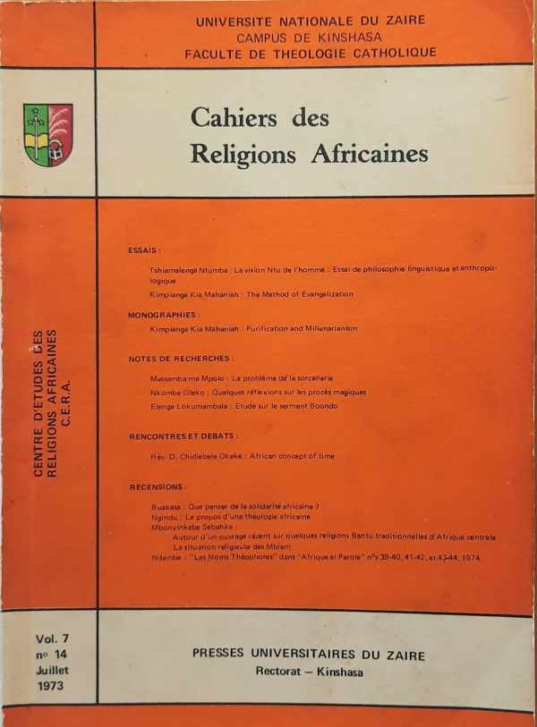 UNIVERSITE NATIONALE DU ZAIRE - Cahiers des Religions Africaines