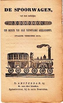 VOLKSLIEDEREN - De spoorwagen, vol met zedelijke liederen ten dienste van alle fatsoenlijke gezelschappen.
