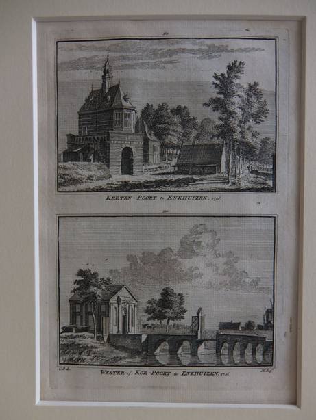 Enkhuizen. - Keeten-Poort te Enkhuizen, 1726/ Wester-of Koe-Poort te Enkhuizen, 1726.