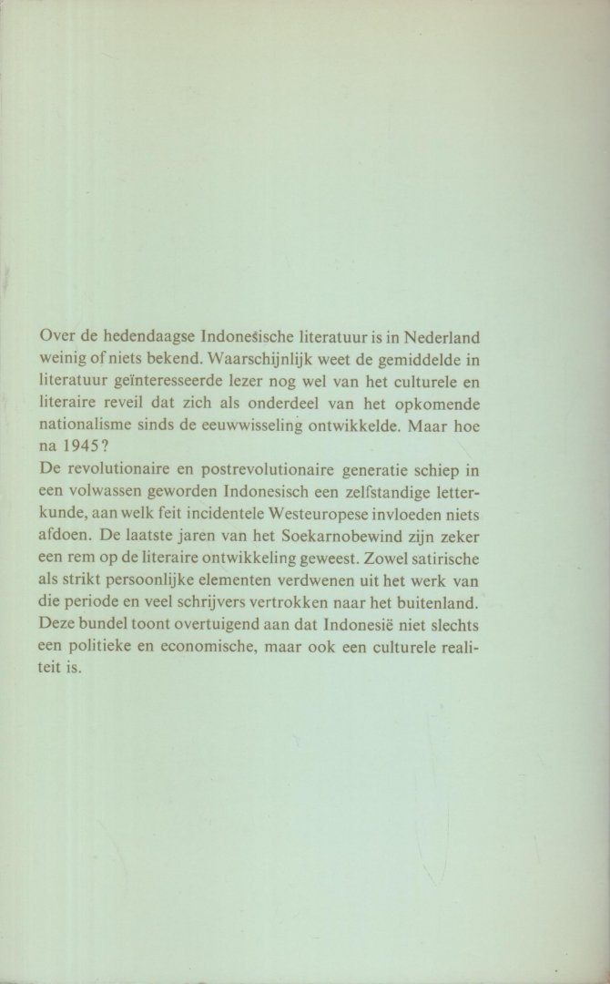 Vuyk en Prof. dr A. Teeuw (samenstellers en vertalers), Beb - Moderne Indonesische verhalen - Verhalen van  Idroes - Mochtar Loebis - Asroel Santi - Moehammed Balfas - Pramoedya Ananta Towr - Trisno Soemardjo - Sitor Sitoemorang - Basoeki Goenawan - Motinggo Boesje - W.S. Rendra - Soebagio Sastrowardojo.