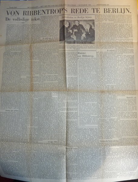 Krant/Dagblad - De Courant - Het  Nieuws van den Dag  -  Maandag 1 December 1941