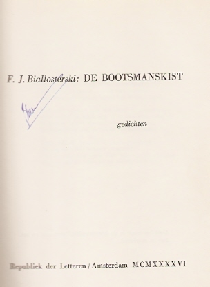 Biallosterski, F.J. - De Bootsmanskist