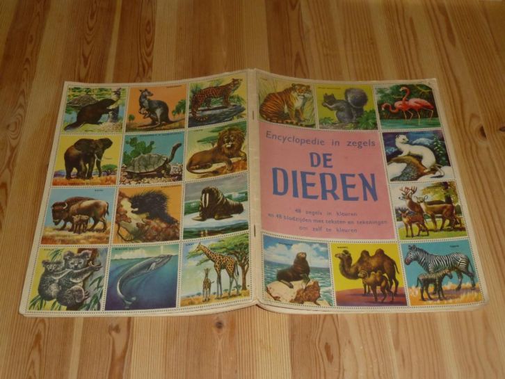 Bleeker, Sonia en Irving, Gordon (tekeningen - Encyclopedie in zegels. De Dieren ... 48 zegels in kleurenen 48 bladzijden met teksten en tekeningen om zelf te kleuren ... COMPLEET MET PLAATJES