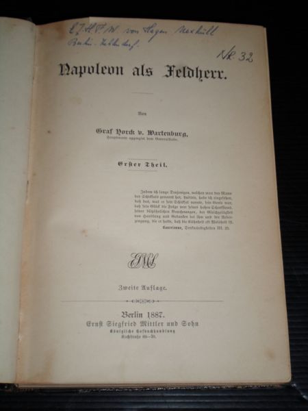 Yorck v Wartenburg, Graf - Napoleon als Feldherr, 2 delen in 1 band