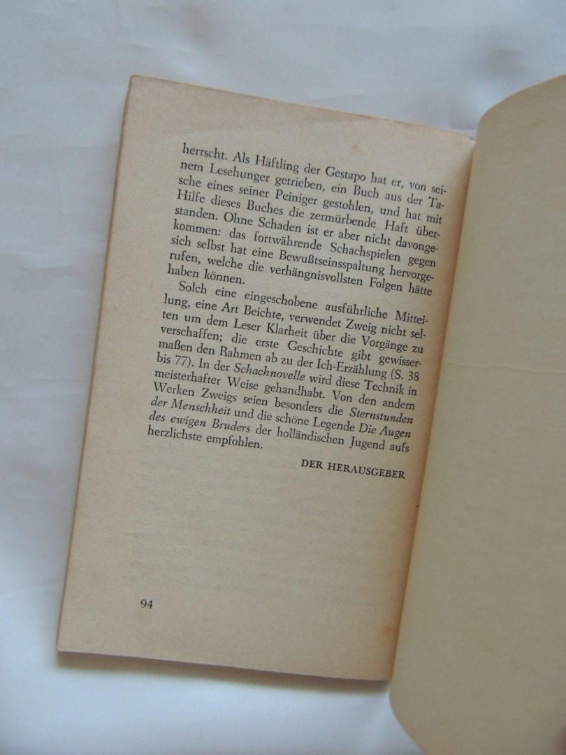 Stefan Zweig - Schach novelle  und Hilfsbuch