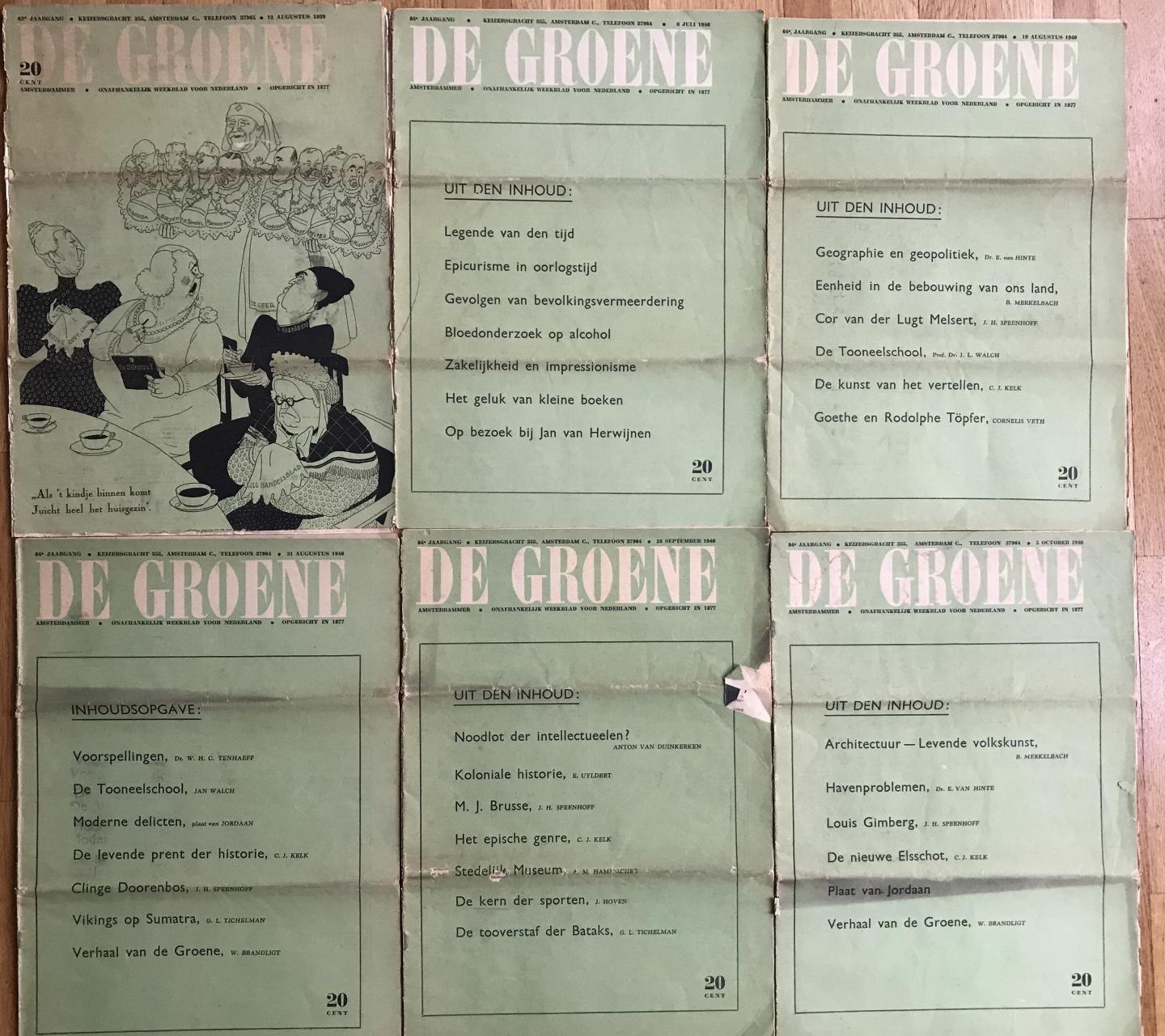  - De Groene Amsterdammer: 6 exemplaren 1939 - 1940
