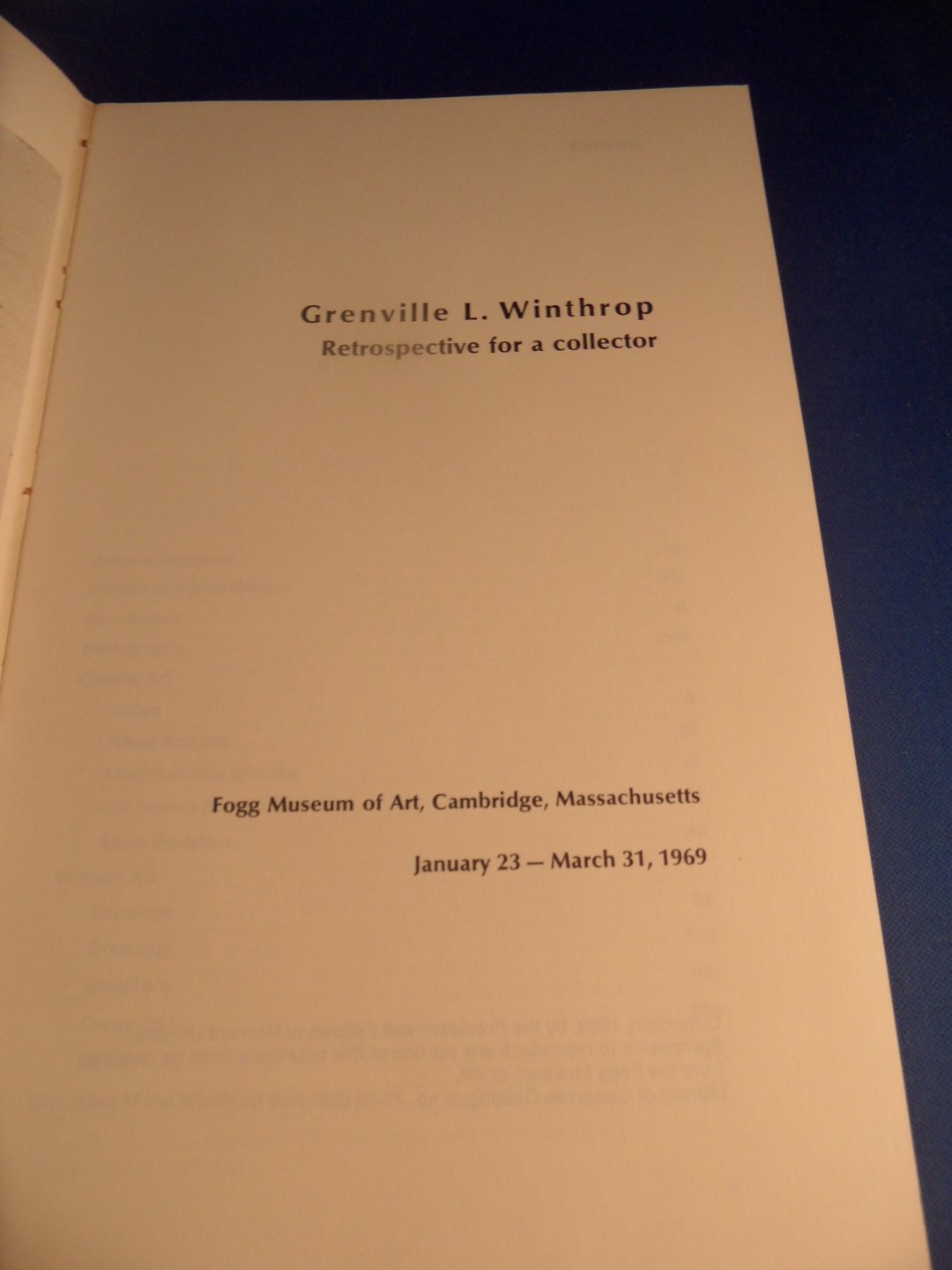 Winthrop, Grenville l. - Retrospective for a collector