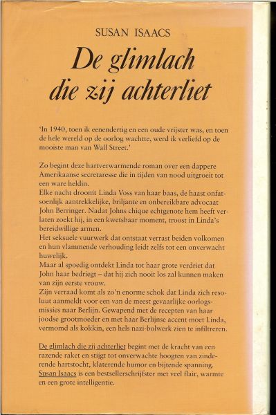 Isaacs, Susan .. vertaling door : Parma van Loon - De glimlach die zij achterliet