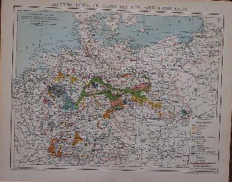 antique map (kaart). - Deutsche Industrie, Bergwerks und Huttenproduktion.