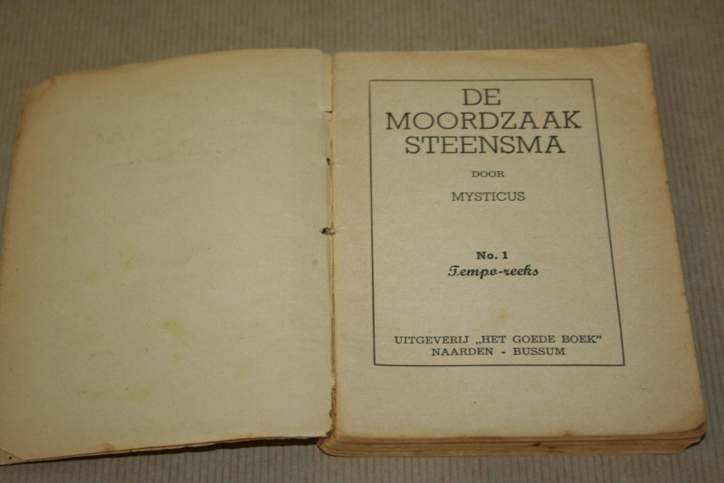 Mysticus - De moordzaak Steensma  - Tempo-reeks no.1