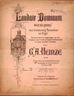 Heinze, Gustav Adolf: - Laudate Dominum. feestzang voor driestemmig mannenkoor en orgel... op. 68
