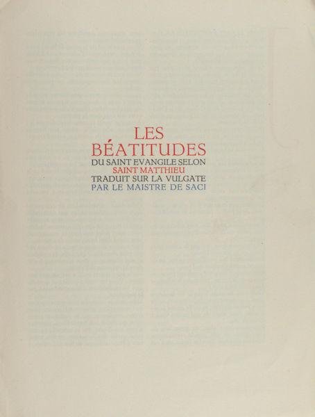  - Les Béatitudes du Saint Evangile selon St. Matthieu, traduit sur la Vilgate par le Maistre de Saci.
