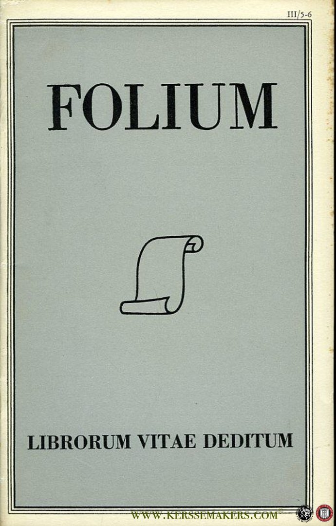 GUMBERT, H.L. ( redactie) / Diverse auteurs - Folium Librorum Vitae Deditum. Jaargang 3 - 1954, nummer 5-6