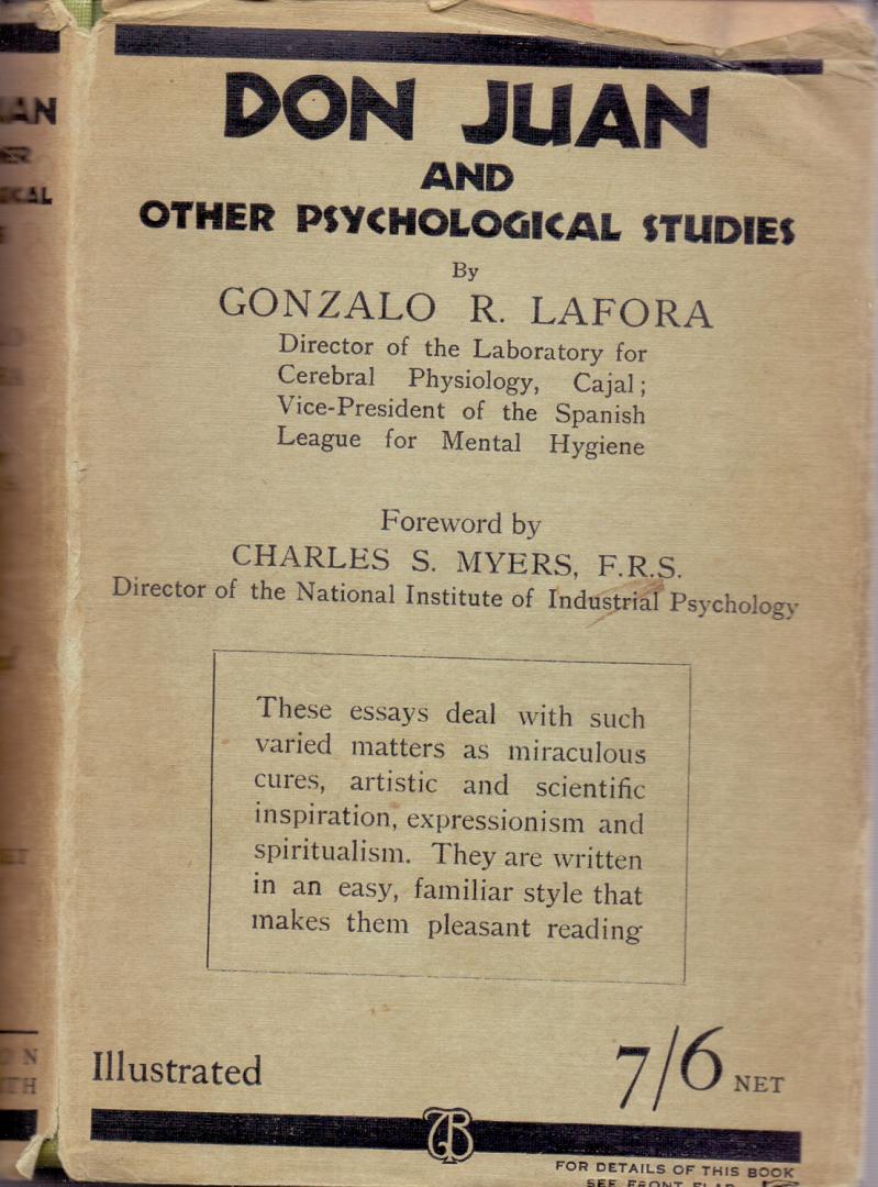 Lafora, Gonzalo R.  (vertaald door Perry, Janet) (ds1274) - Don Juan and other psychological studies