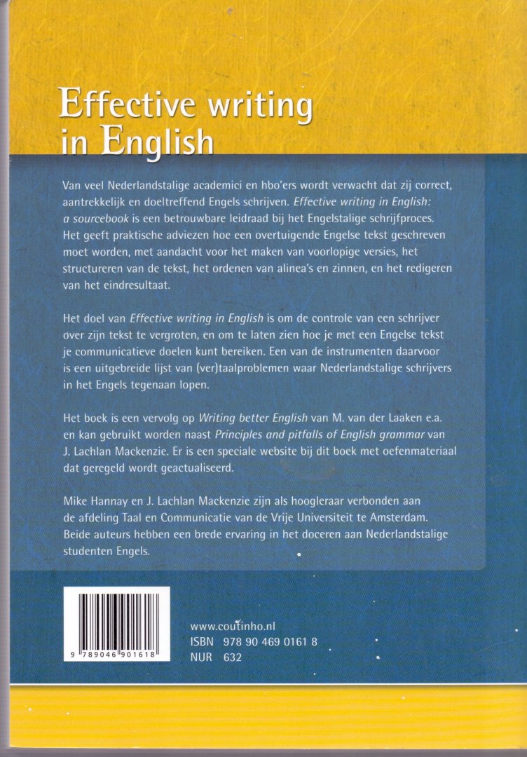 Hannay, Mike / Mackenzie, J.Lachlan (ds1201) - Effective writing in English. A sourcebook