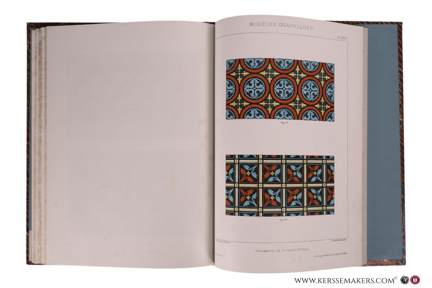 Sauvageot, Claude. - Enseignement du dessin par les solides applicable dans les écoles primaires, professionnelles & supérieures. Atlas explicatif de 58 planches lithographiées dont 13 planches en chromolithographies et six taille-douce. Avec texte illustré de 341...