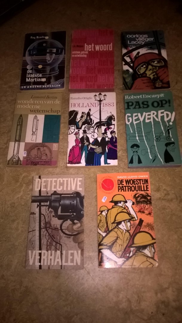 Meerdere / Owen, D.L / Bertin, L / Ortigao, R / Escarpit, R / Bradbury, R / Meijers, J.A / Bickers, R.T - Detective verhalen / De woestijn patrouille / Wonderen van de moderne wetenschap / Pas op geverfd / De laatste martiaan / Het woord / Oorlogs vlieger lacey