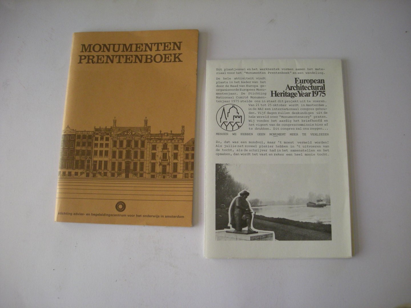 Weggelaar, J. - Monumenten prentenboek +  werkbestek European Architectural Heritage Year 1975