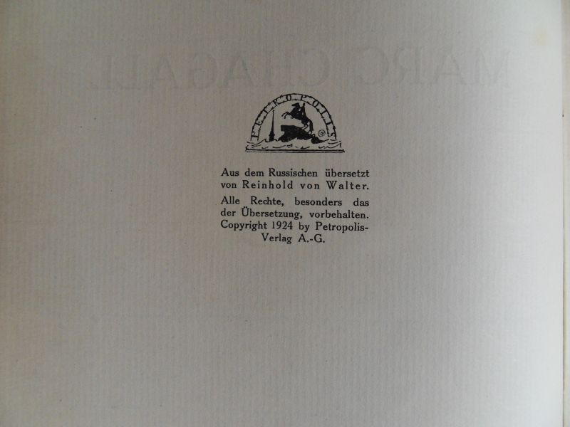 Aronson, B. [Übersetzung von Reinhold von Walter ]. - Marc Chagall.