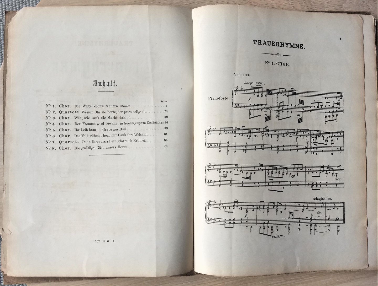 G.F.Händel - TRAUERHYMNE VON O.F. HÄNDEL - CLAVIERAUSZUG -507. HW.11