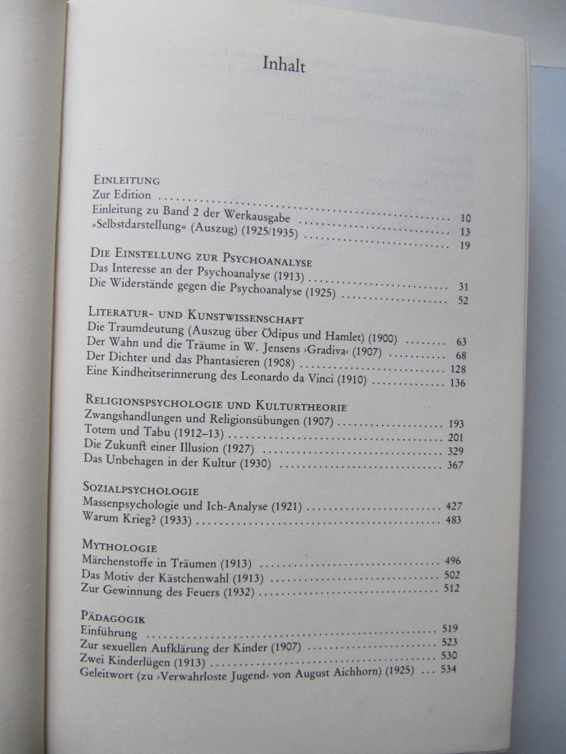 Sigmund Freud - Elemente der Psychoanalyse en Anwendungen der Psychoanalyse