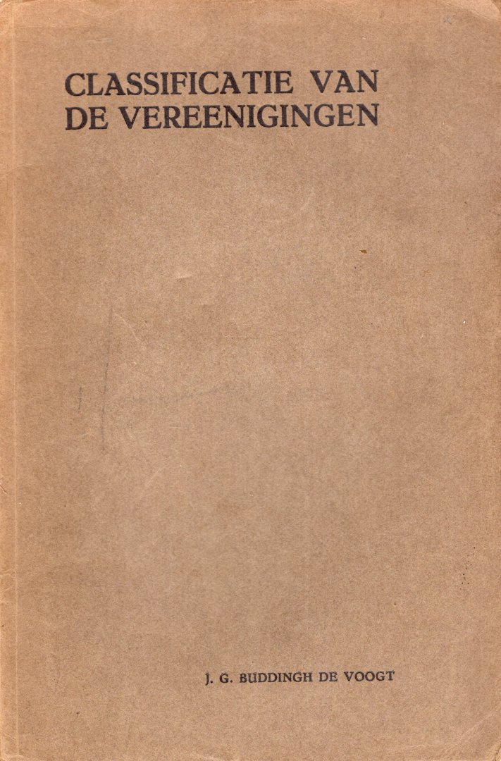 Buddingh de Voogt, J.G. - Classificatie van de vereenigingen.