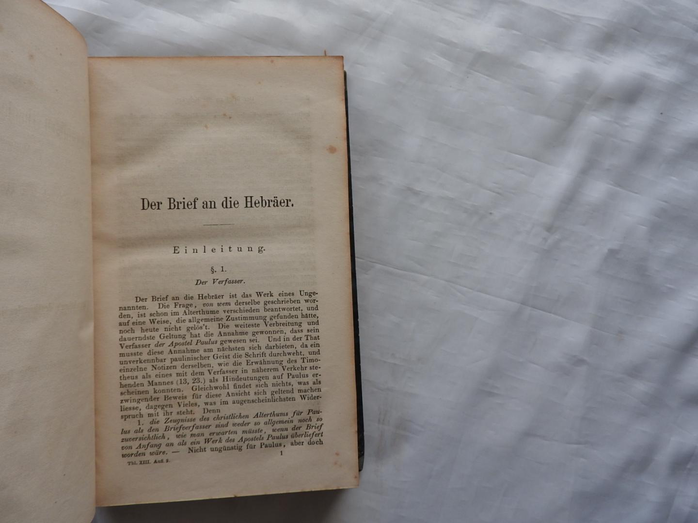 Gottlieb Lünemann G. - Kritisch-exegetisches Handbuch über den Hebräerbrief -  Kritisch-exegetischer Kommentar über das Neue Testament