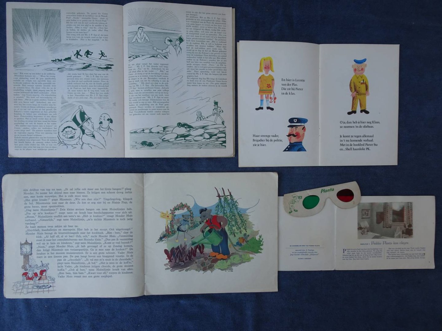 J. Veeninga, A. Overeijnder, Willy Schermelé, A.B. Wigman, Nel Wiebenga e.a.. - 7 Reclameboekjes: Pukkie Planta, Het einde van de Noordpool, Speksnoetjes avonturen, Pieter Sta, Roofvogels, Hoe Jan en Piet in de krant kwamen, Mineke in Muizenland.