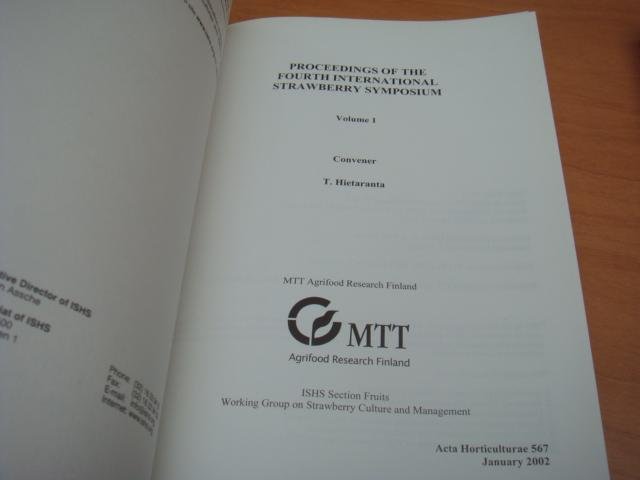 Hietaranta, T & Linna, M M ea - Proceedings of the fourth international strawberry symposium