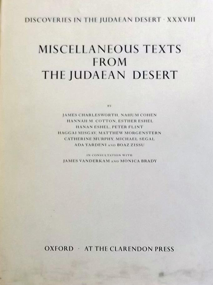 Charlesworth, James. / Cohes, Nahum. - Miscellaneous Texts From The Judaean Desert