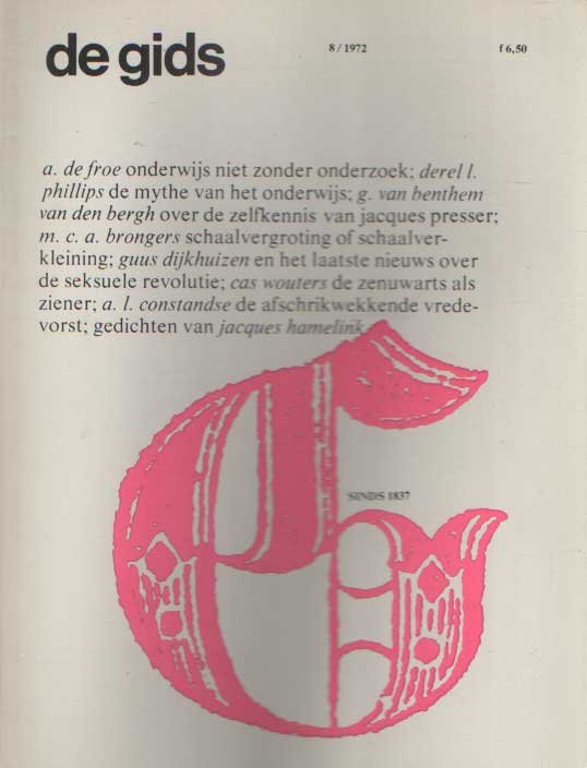 Constandse, H. Mulisch e.a. (redactie), A.L. - De Gids. Algemeen Cultureel Maandblad. Honderdvijfendertigste jaargang, 1972 no. 8